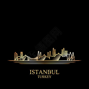 伊斯坦布尔黑色背景的金色月光设计图片