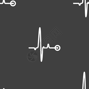 费尔韦瑟范围心跳标志 灰色背景上的无缝模式 韦克托医院药品技术病人监视器艺术脉冲展示保健心电图设计图片