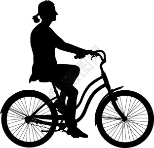 骑自行车的女生骑自行车的女孩的剪影 它制作图案矢量图女士活动运动速度旅行行动竞争女性休闲身体设计图片
