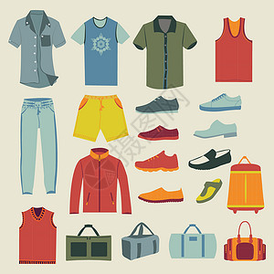 男装T恤详情页一套时装男服装和饰物图标设计图片