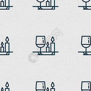 俄式大餐情人节大餐图标标志 具有几何纹理的无缝模式 韦克托夫妻插图餐厅庆典咖啡家具盘子假期食物桌子设计图片