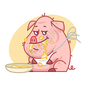 漫画猪猪性格吃粥设计图片