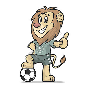 野猫显示拇指 u 的狮子足球运动员设计图片