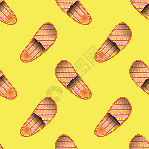 橡皮底帆布鞋家软橙色拖鞋无缝模式设计图片