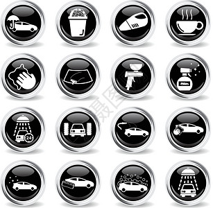 擦车巾洗车简单图标绘画车辆网站喷涂海绵运输刮板吸尘器汽车垫圈设计图片