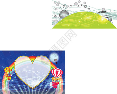 宝宝照片框架儿童风景夜和飞行气球设计图片