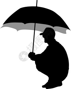 坏天气伞下男人的黑色剪影成人身体绘画艺术团体风暴活动暴雨阳伞插图设计图片