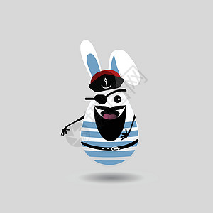 兔子帽子复活节漫画插图打猎眼睛男人乐趣海盗胡须背心水手冒险腰带设计图片