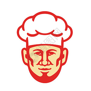 烹饪厨师大胡子工人食品帽子转矩男性艺术品面包师胡须插图男人背景图片