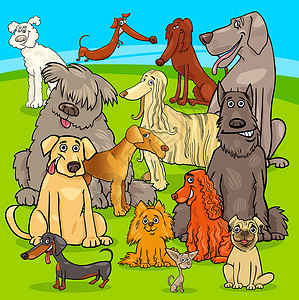 纽芬兰繁殖狗狗卡通字符组设计图片