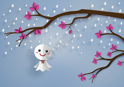 达摩娃娃元素日本纸娃娃反对 rai自由气候雨滴下雨工艺风暴季节季节性纸艺环境设计图片