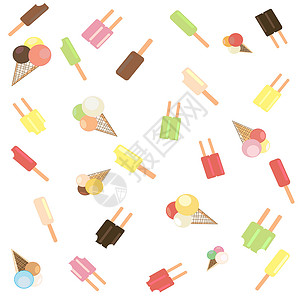 多彩棒棒糖冰球和冰淇淋散射矢量设计图片