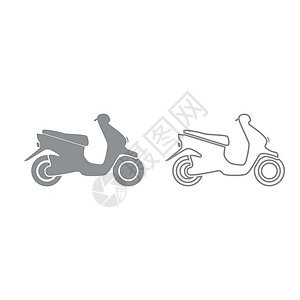 小型摩托车Scooter 灰色集图标设计图片