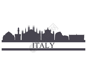 意大利景观意大利天际线艺术旅行全景插图反射旅游海报城市市中心蓝色设计图片