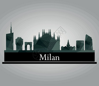 意大利景观米兰天际线城市黑色横幅旅行景观插图教会全景摩天大楼大教堂设计图片