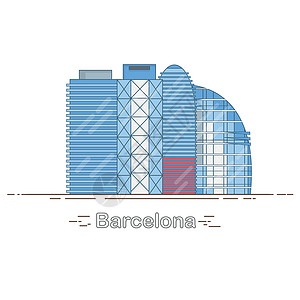 德天跨国瀑布最小的现代巴塞罗那城市线性天际线-概述城市建筑 线性设计图片