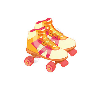 乡愁素材一双四轮溜冰鞋 孤立在白色背景上的矢量图解 运动健康生活方式和体育活动的设备设计图片