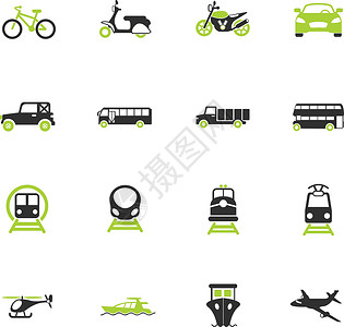 运输图标 se直升机吉普车绿色火车自行车飞机电车公共汽车卡车摩托车背景图片