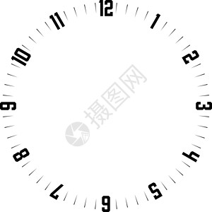 第二圆形钟面 带数字的小时刻度盘 破折号标记分钟和小时 简单的平面矢量图手表盘子合金圆形倒数跑步柜台绘画圆圈时间设计图片