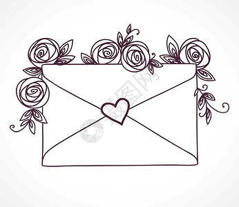 封以心的封信 有玫瑰花朵设计图片