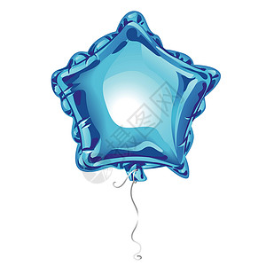 白色漂浮星星逼真的 3D 蓝色箔气球呈星形 反射隔离在白色背景上 适合任何节日的节日装饰元素 矢量图设计图片