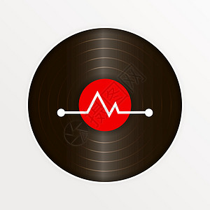 乙烯基向量 您网站的标志立体声配乐插图标签艺术工作室派对唱片记录光盘背景图片