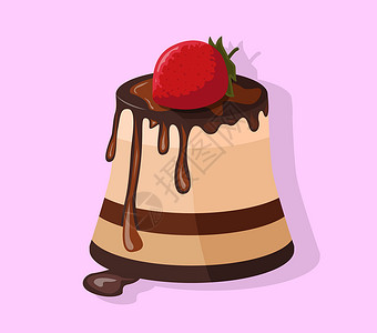 草莓巧克力甜点带有草莓的水果饼干图标 矢量插图设计图片