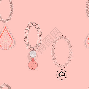 粉色吊坠手镯有无穷无尽的设计粉色珠宝首饰网络装饰品纺织品打印插图耳环项链设计图片