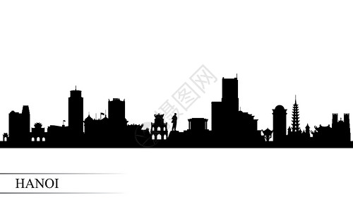 河内市天际线轮廓背景全景摩天大楼旅游旅行景观首都传统地标城市海报设计图片