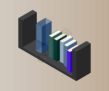 书柜矢量等距概念矢量插画 办公柜家具工作架子教育收藏班级学习学生图书馆知识木头背景图片