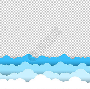 插画师名片设计蓝色和白白天云边界透明背景设计图片