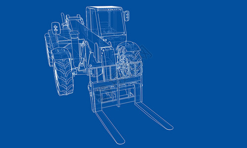 厂房规划图叉车概念  3 的矢量渲染搬运工插图机器商业工业后勤草稿送货商品绘画设计图片