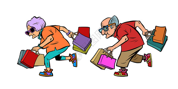 老年夫妇形象带购物的老年夫妇祖父母设计图片