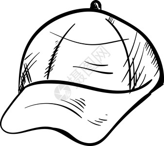 棒球手绘形象白色背景上的帽帽子运动棒球绘画插图运动员涂鸦晴天配饰商品设计图片