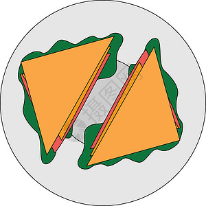 煎酿三宝一盘美味的三明治 矢量或彩色插图设计图片