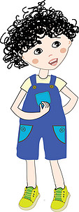拿蓝子的小女孩一个身穿蓝白相间的紧身衣吊带裤的少年设计图片