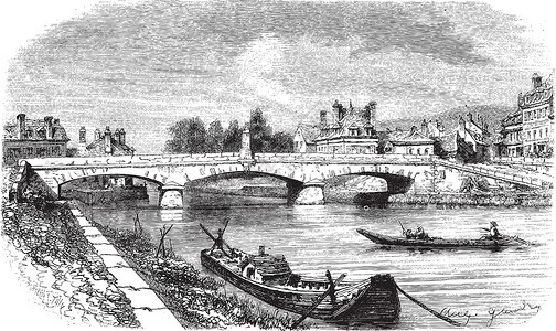 桥水法国尼韦尔的Clamercy桥 古典雕刻设计图片