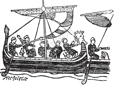来自号的Norman船 古代刻有插图挂毯蚀刻缝线艺术品亚麻艺术叙述编织绣花刺绣设计图片