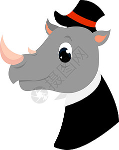 白底动物素材Rhino带帽子 插图 白底矢量设计图片