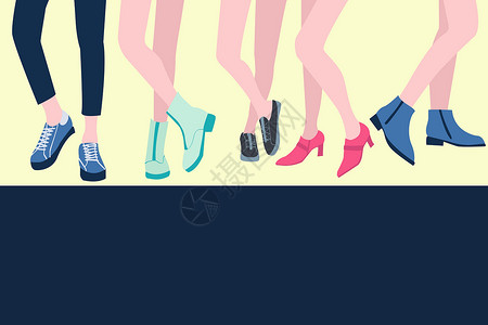 双马尾女孩鞋袜上五对五双女腿 鞋子很时髦设计图片