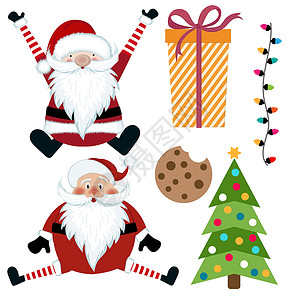 做饼干可爱的圣诞系列上惠特孤立季节元素礼物盒收藏灯饰假期展示饼干乐趣时候设计图片