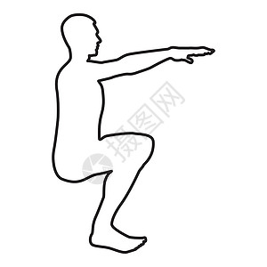 开店选址蹲着的人做运动蹲下蹲下运动动作男性锻炼剪影侧视图图标黑色插图轮廓运动员训练数字平衡身体有氧运动肌肉冥想姿势活动设计图片