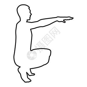 久蹲蹲着的人做运动蹲下蹲下运动动作男性锻炼剪影侧视图图标黑色插图轮廓训练蹲伏健美身体姿势体操运动员力量健身房男人设计图片