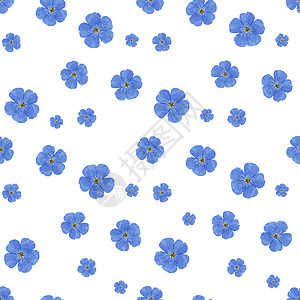香脆麻花无缝矢量花卉图案 白色背景 春天鲜艳的色彩 蓝色的 纺织品和包装纸的完美设计 亚麻花设计图片