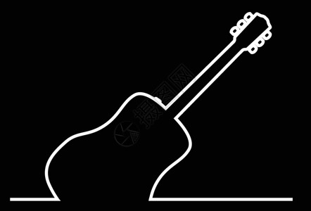 声响吉他连续线绘图绘画蓝调字符串岩石韵律艺术品乐器流行音乐艺术白色设计图片