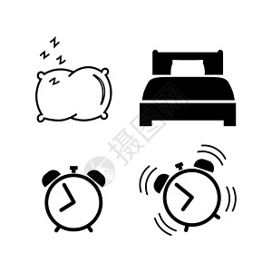 早晨图睡眠和唤醒图标设置闹钟pillo时间跑表小时休息速度钟表标识商业工作手表设计图片