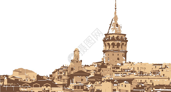 贝洛哈里桑塔伊斯坦布的加拉塔塔景观城市历史性喇叭建筑火鸡房子地标街道天空游客设计图片