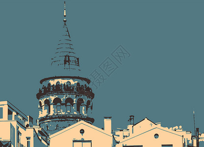 欧洲建筑街道加拉塔塔伊斯坦布的旅游标志脚凳住宅历史性蓝色加拉塔旅行游客建筑学文化街道设计图片
