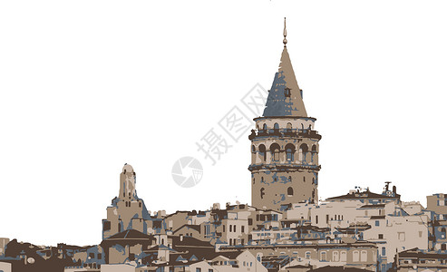 贝洛哈里桑塔加拉塔塔伊斯坦布的旅游标志建筑学景观石头街道加拉塔房子历史性天空纪念碑脚凳设计图片