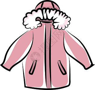 穿羽绒服白色背景上的粉色冬季夹克插画矢量设计图片